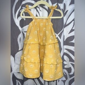 Yellow Tiered Ruffle Seashell Dress